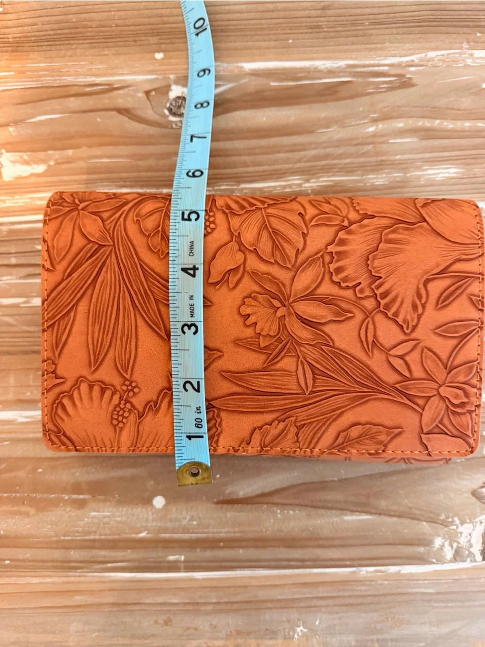 NWT Save the Girls Floral Embossed Camel Vegan Leather Crossbody Clutch